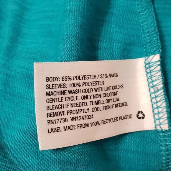 Cute Bell Sleeved Tee Women's Plus 2X 20W 22 peacock blue green teal whimsical - Picture 10 of 10